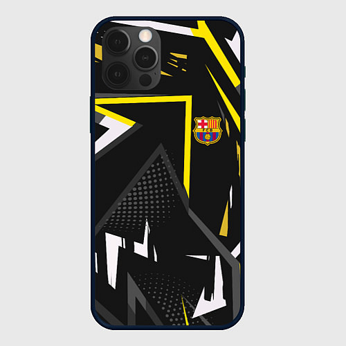 Чехол iPhone 12 Pro Max ФК Барселона эмблема / 3D-Черный – фото 1