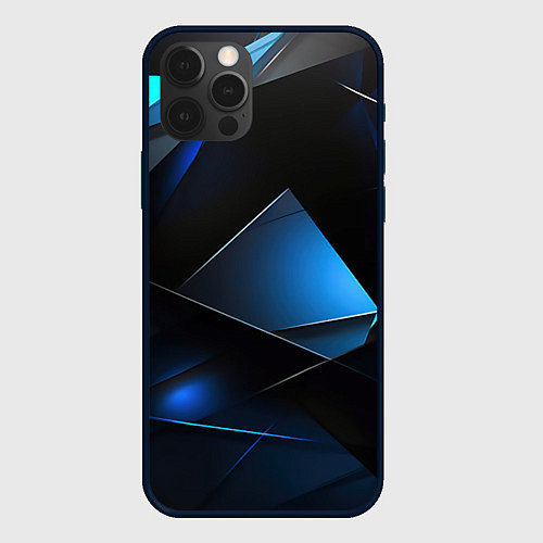 Чехол iPhone 12 Pro Max Blue black texture / 3D-Черный – фото 1