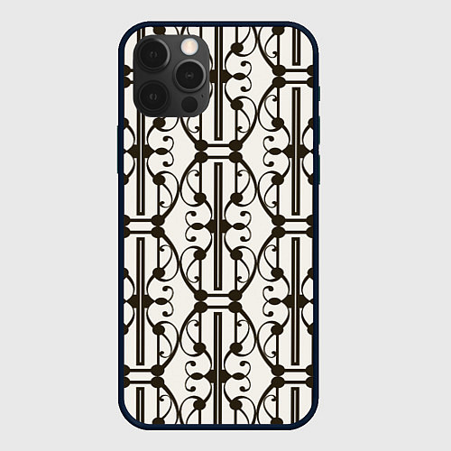 Чехол iPhone 12 Pro Max Ветвистый паттерн / 3D-Черный – фото 1