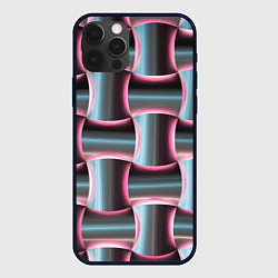 Чехол для iPhone 12 Pro Max Множество полурозовых изогнутых четырёхугольников, цвет: 3D-черный