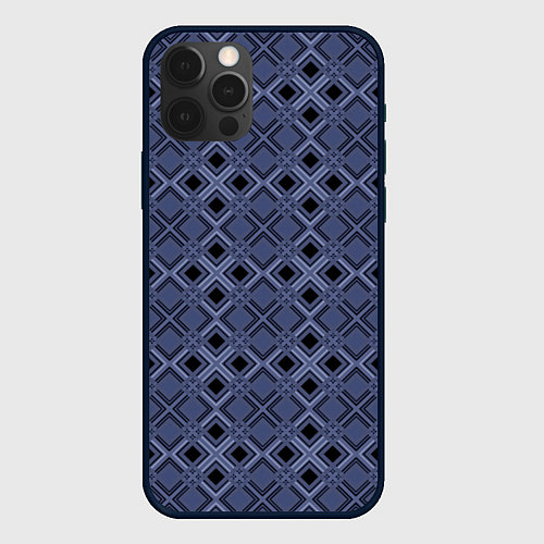 Чехол iPhone 12 Pro Max Геометрический узор в черно-синих тонах / 3D-Черный – фото 1