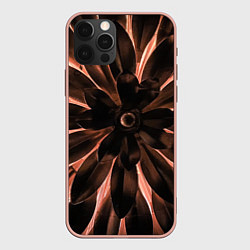 Чехол для iPhone 12 Pro Max Тёмный цветочный паттерн, цвет: 3D-светло-розовый