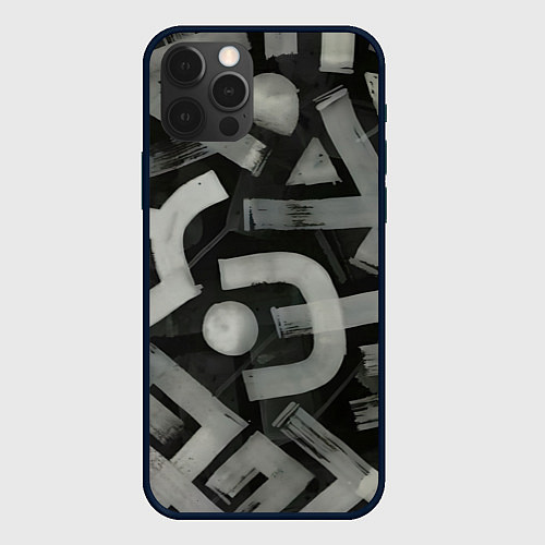 Чехол iPhone 12 Pro Max Шрифтовые узоры / 3D-Черный – фото 1