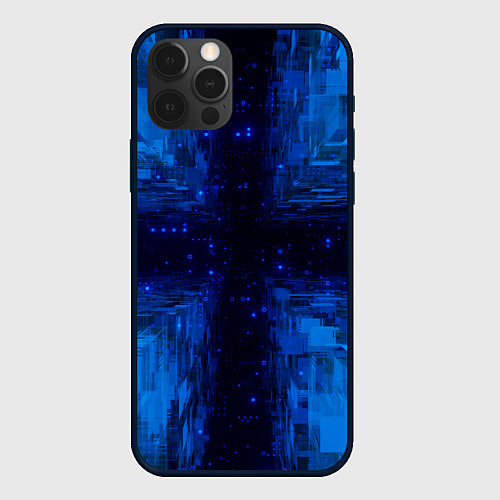 Чехол iPhone 12 Pro Max Тёмно-синие множества фигур / 3D-Черный – фото 1