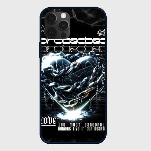 Чехол iPhone 12 Pro Max Heart - chains - love / 3D-Черный – фото 1