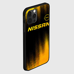 Чехол для iPhone 12 Pro Max Nissan - gold gradient: символ сверху, цвет: 3D-черный — фото 2
