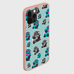 Чехол для iPhone 12 Pro Max Обезьяна меломан, цвет: 3D-светло-розовый — фото 2