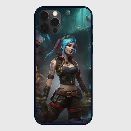 Чехол iPhone 12 Pro Max Jinx fantasy art Arcane League of Legends / 3D-Черный – фото 1