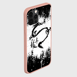 Чехол для iPhone 12 Pro Max Японский дракон с иероглифами, цвет: 3D-светло-розовый — фото 2