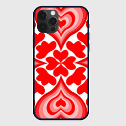 Чехол для iPhone 12 Pro Max Узор из многих сердечек, цвет: 3D-черный