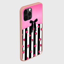Чехол для iPhone 12 Pro Max Костюм Барби: полоска с розами, цвет: 3D-светло-розовый — фото 2