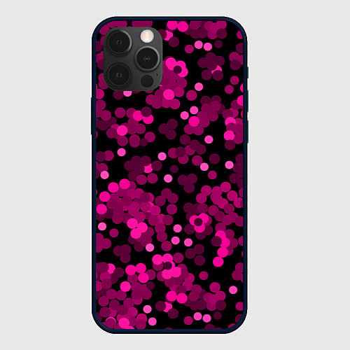 Чехол iPhone 12 Pro Max Красно розовые конфетти на черном / 3D-Черный – фото 1