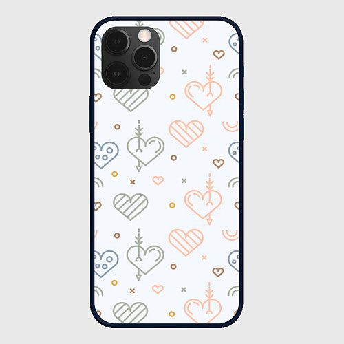 Чехол iPhone 12 Pro Max Lovely hearts / 3D-Черный – фото 1