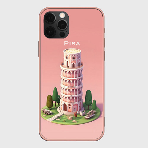 Чехол iPhone 12 Pro Max Pisa Isometric / 3D-Светло-розовый – фото 1