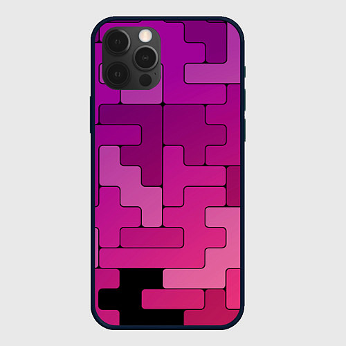 Чехол iPhone 12 Pro Max Фиолетовые текстуры / 3D-Черный – фото 1