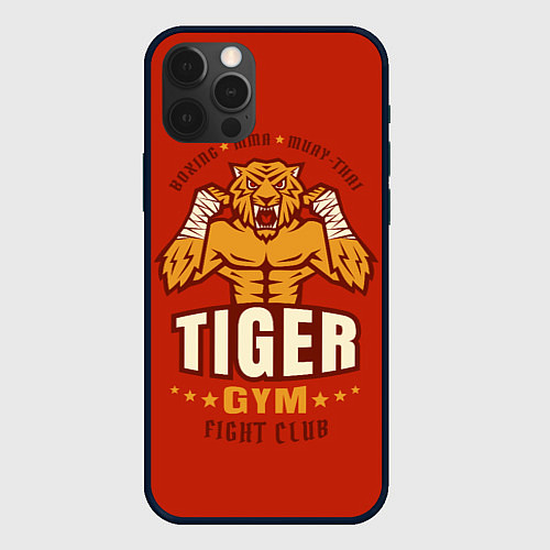 Чехол iPhone 12 Pro Max Tiger - боец / 3D-Черный – фото 1