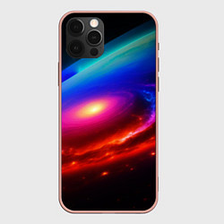 Чехол для iPhone 12 Pro Max Неоновая галактика, цвет: 3D-светло-розовый