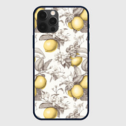 Чехол для iPhone 12 Pro Max Лимоны - винтаж графика: паттерн, цвет: 3D-черный