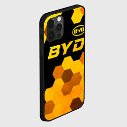 Чехол для iPhone 12 Pro Max BYD - gold gradient: символ сверху, цвет: 3D-черный — фото 2