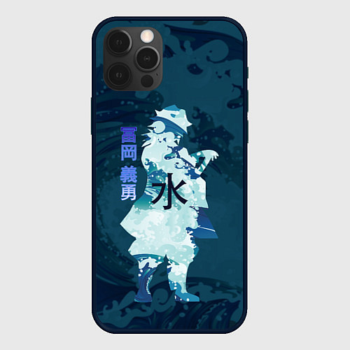 Чехол iPhone 12 Pro Max Kimetsu no Yaiba Гию Томиока и волны / 3D-Черный – фото 1