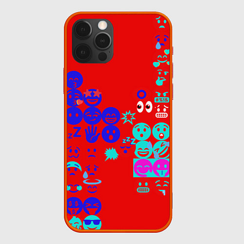 Чехол iPhone 12 Pro Max Смайлы для настроения / 3D-Красный – фото 1