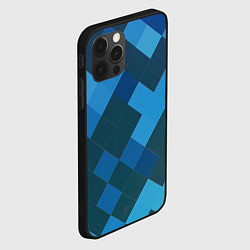 Чехол для iPhone 12 Pro Max Синий прямоугольный паттерн, цвет: 3D-черный — фото 2