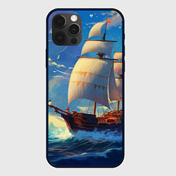 Чехол для iPhone 12 Pro Max Парусник в море, цвет: 3D-черный