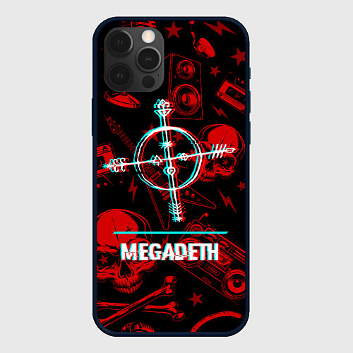 Чехол iPhone 12 Pro Max Megadeth rock glitch / 3D-Черный – фото 1