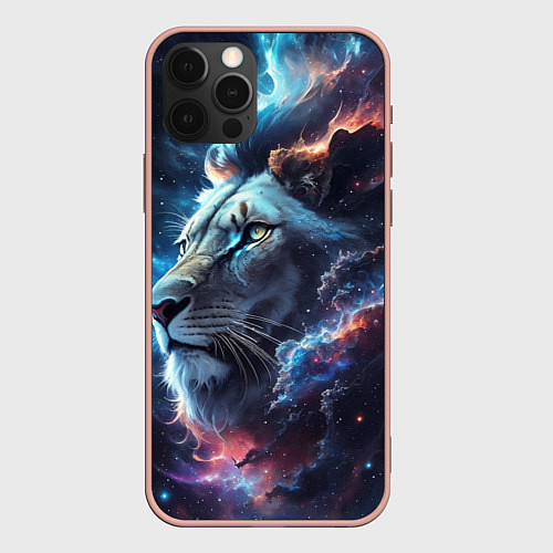 Чехол iPhone 12 Pro Max Galactic lion / 3D-Светло-розовый – фото 1