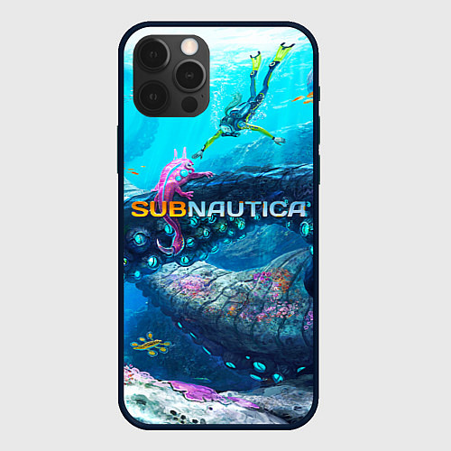Чехол iPhone 12 Pro Max Подводный мир сабнавтики / 3D-Черный – фото 1