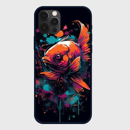 Чехол iPhone 12 Pro Max Рыба: арт нейросети / 3D-Черный – фото 1
