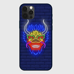 Чехол для iPhone 12 Pro Max Неоновый японский дракон, цвет: 3D-черный