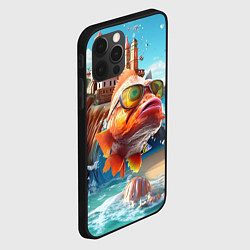 Чехол для iPhone 12 Pro Max Карп в солнечных очках, цвет: 3D-черный — фото 2