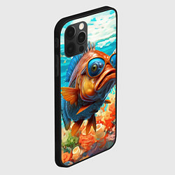 Чехол для iPhone 12 Pro Max Рыба в солнечных очках в воде, цвет: 3D-черный — фото 2