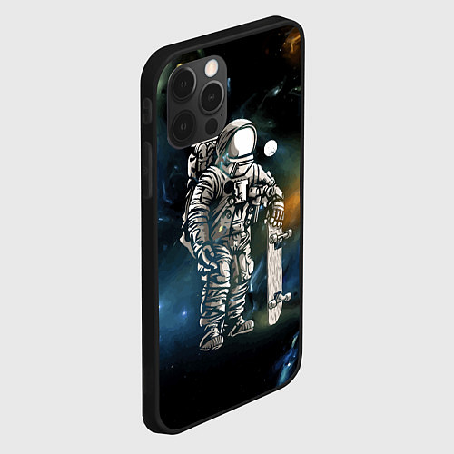 Чехол iPhone 12 Pro Max Космонавт-скейтбордист / 3D-Черный – фото 2