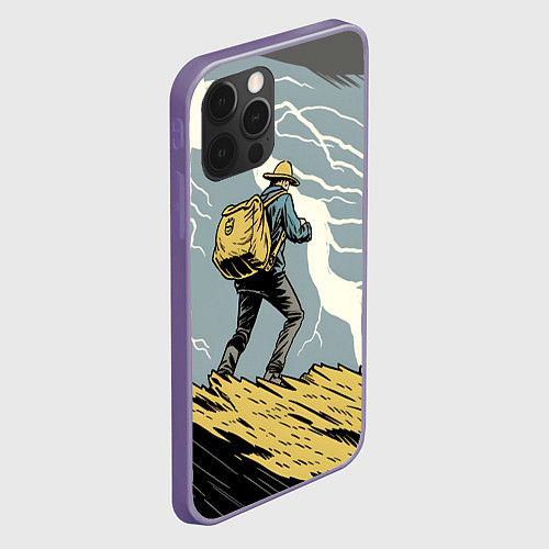 Чехол iPhone 12 Pro Max Дурак на горе ловит молнию / 3D-Серый – фото 2