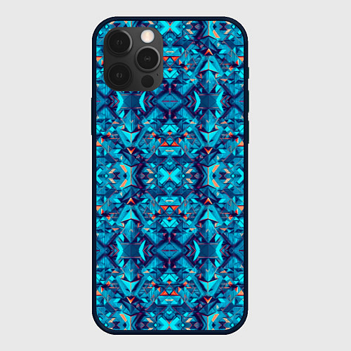 Чехол iPhone 12 Pro Max Синий калейдоскоп / 3D-Черный – фото 1