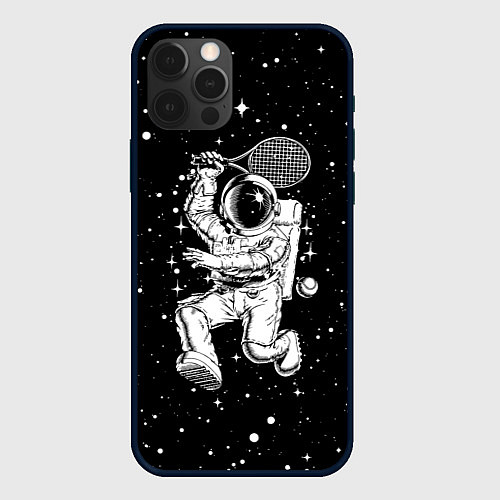 Чехол iPhone 12 Pro Max Space tennis - astronaut / 3D-Черный – фото 1