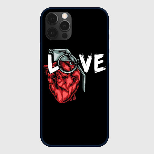 Чехол iPhone 12 Pro Max Heart grenade / 3D-Черный – фото 1