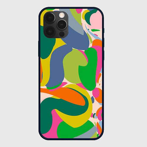 Чехол iPhone 12 Pro Max Краски абстрактные линии / 3D-Черный – фото 1