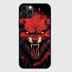 Чехол для iPhone 12 Pro Max Red wolf, цвет: 3D-черный