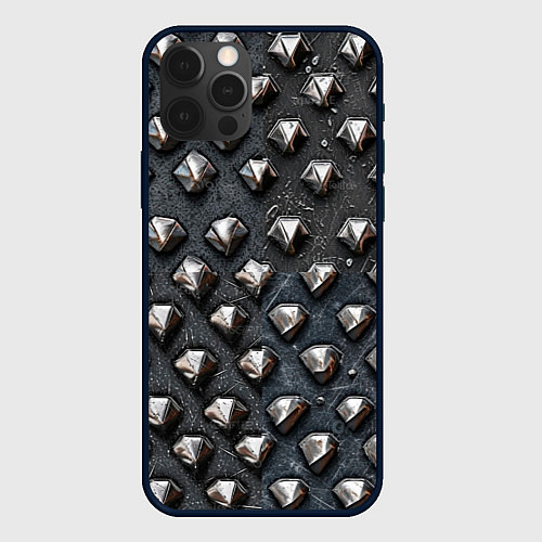 Чехол iPhone 12 Pro Max Металлическая шипованная конструкция / 3D-Черный – фото 1