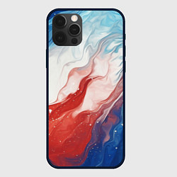 Чехол для iPhone 12 Pro Max Белый синий красный, цвет: 3D-черный