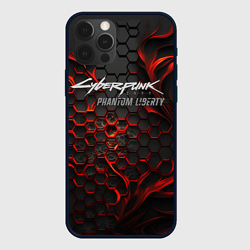 Чехол iPhone 12 Pro Max Cyberpunk 2077 Phantom liberty red fire / 3D-Черный – фото 1