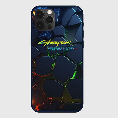 Чехол iPhone 12 Pro Max Cyberpunk 2077 phantom liberty logo / 3D-Черный – фото 1