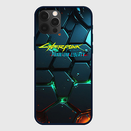 Чехол iPhone 12 Pro Max Cyberpunk 2077 phantom liberty logo / 3D-Черный – фото 1