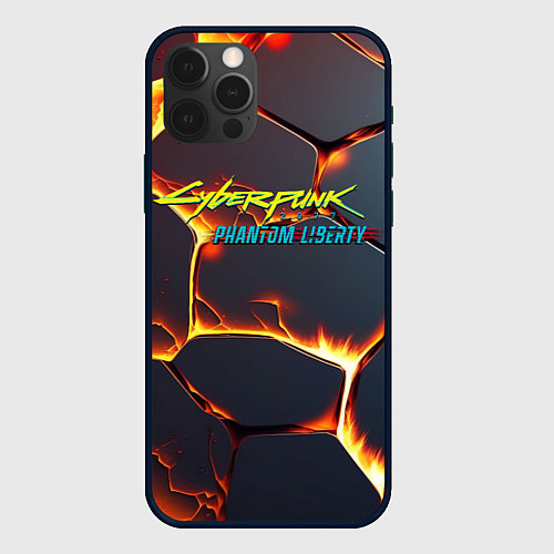 Чехол iPhone 12 Pro Max Cyberpunk 2077 phantom liberty logo / 3D-Черный – фото 1