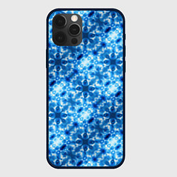 Чехол iPhone 12 Pro Max Светящиеся голубые цветочки