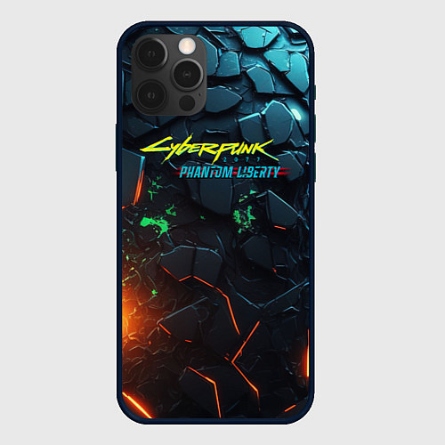 Чехол iPhone 12 Pro Max Cyberpunk 2077 phantom liberty logo / 3D-Черный – фото 1