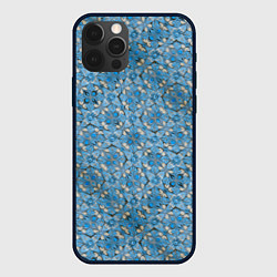 Чехол для iPhone 12 Pro Max Голубые незабудки текстура дерева, цвет: 3D-черный